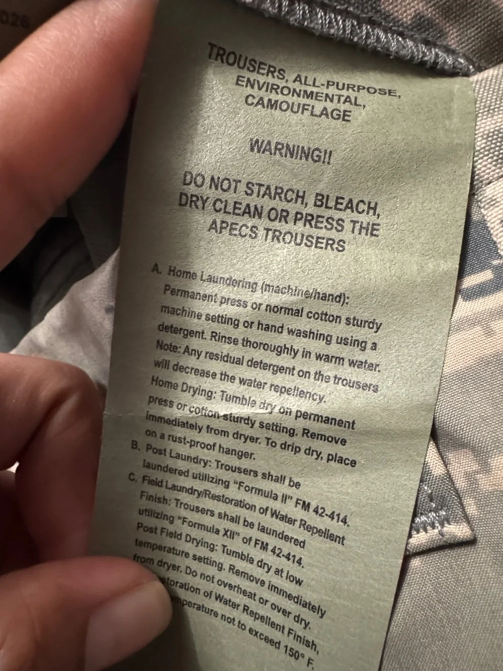USAF all purpose environmental Camouflage Trousers Pant large regular